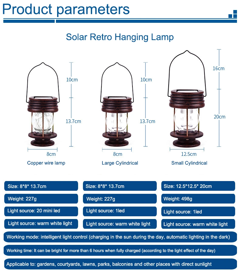 LED Solar Outdoor Garden Light Retro Waterproof Hanging Light