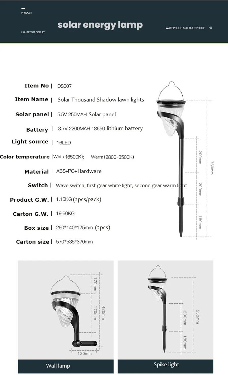 Solar Path Lights 2 Pack, Solar Powered Garden Lights Outdoor, Bright Solar Camping Lantern Waterproof for Landscape, Lawn, Pathway, Walkway and Driveway