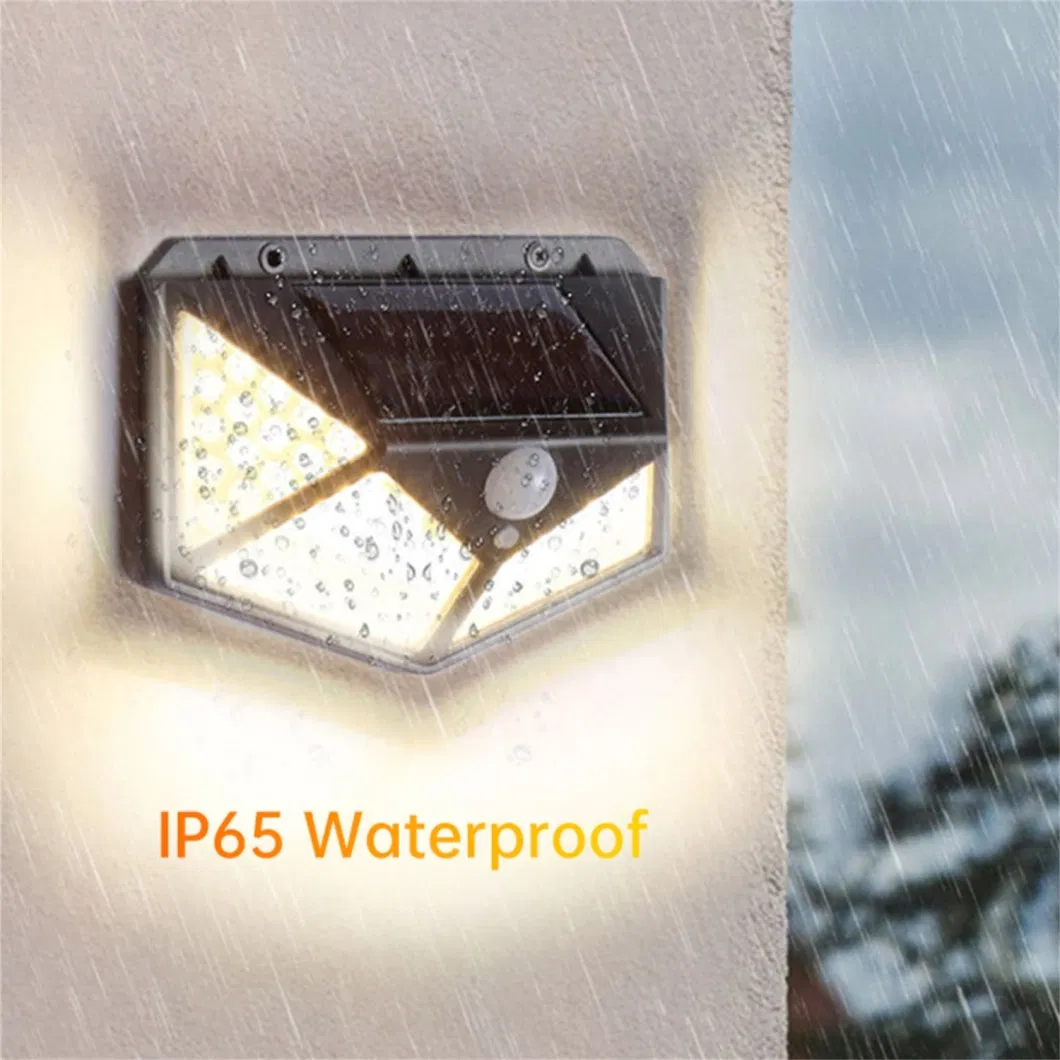 Waterproof Outdoor Backyard Garden Stair Solar Powered 4 Sides Lighting Wall Lamp 100LED Motion Sensor LED Solar Lights