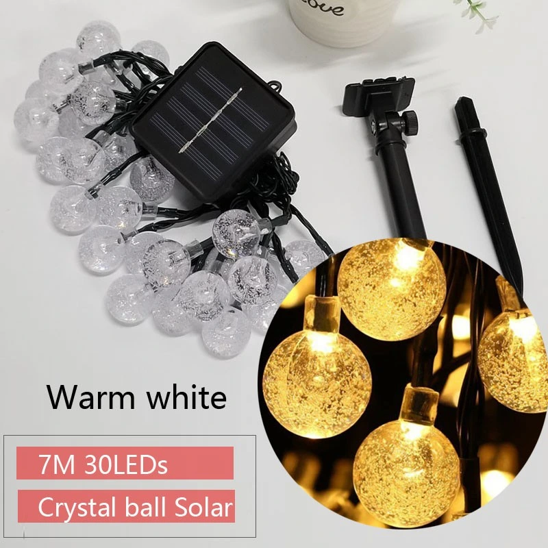 Outdoor Solar String Lights Crystal Ball Christmas Globe Lights for Garden Yard