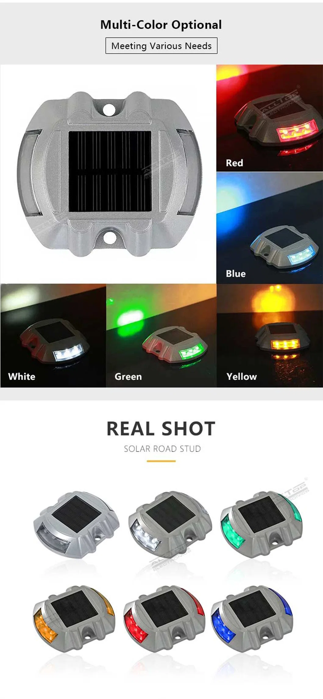 Solar Highway Spike Lights Deck Ground Marker Waterproof Outdoor Warning Step Lights