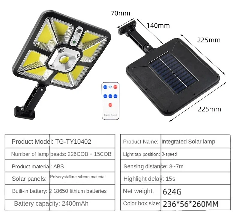 Waterproof 220 LED Square Cordless Motion Sensor Solar Road Lights, Security LED Solar Flood Light Outdoor