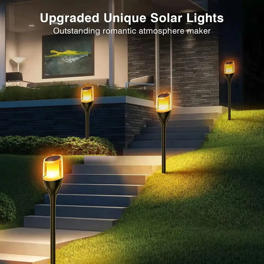 Hot Selling Modern Design LED Solar Flame Rechargeable Garden Waterproof Outdoor Light