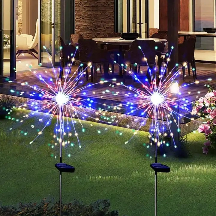 LED Solar Firework Lights Outdoor Waterproof Fairy Garland for Garden Holiday Decoration