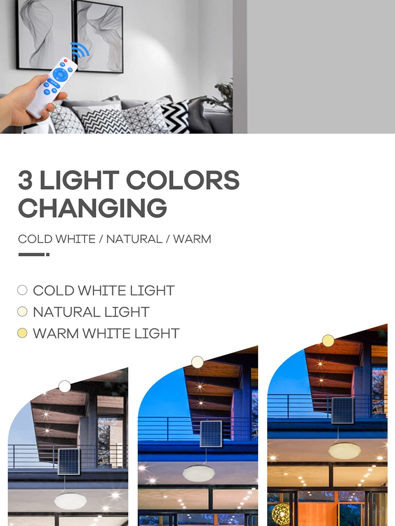 Emergency Rechargeable Indoor Lightingled Ceiling Solar Panel Walkway Lights