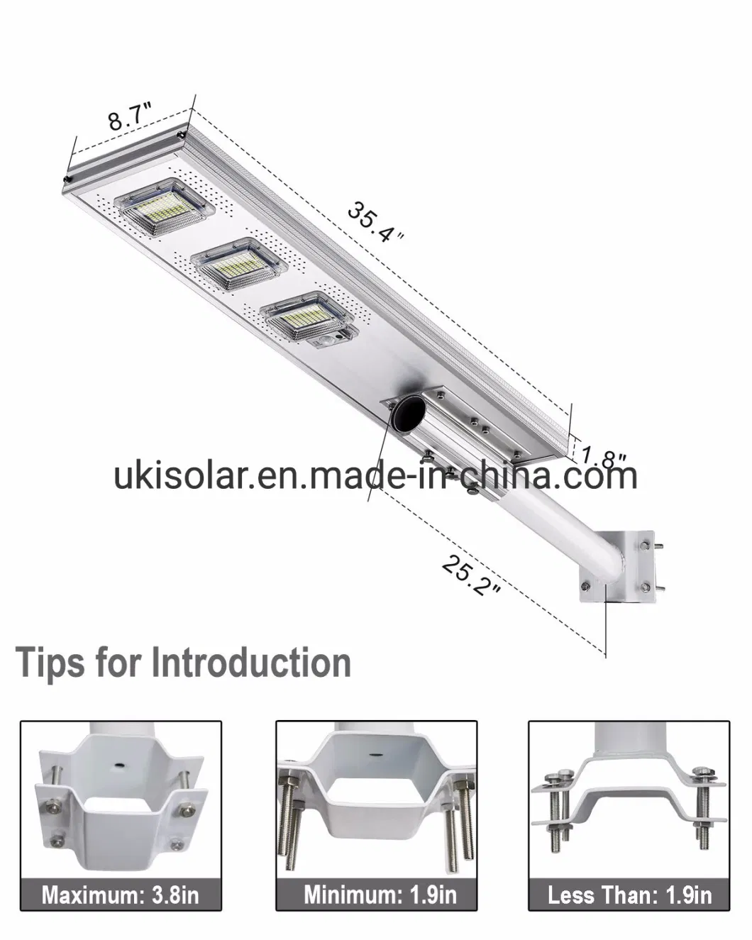Ukisolar High Power Outdoor Waterproof Motion Sensor All in One LED Module Small Garden Solar Street Light