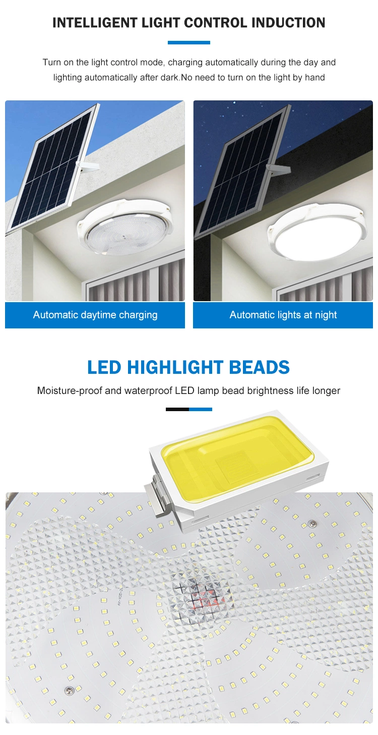 Solar Powered Waterproof Security LED Night Lamp Indoor Garden Outdoor Solar Ceiling Surface Light