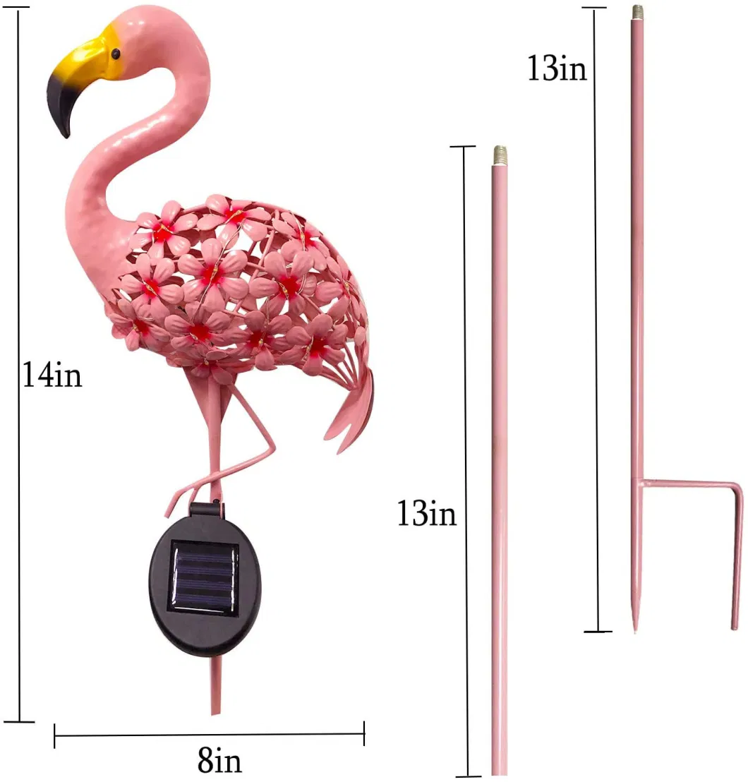 Flamingo Solar Stake Lights Outdoor Garden Yard Patio LED Metal Waterproof Decorative Lights for Walkway Path Lawn Yard Bl17906