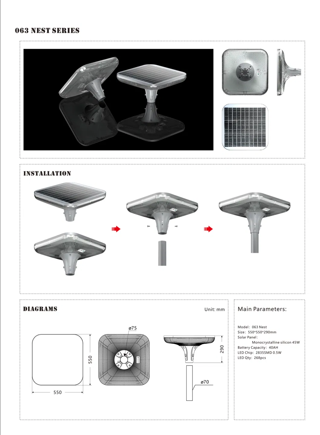 IP66 100W LED Garden Lights Post Top Garden LED Lamps High Quality Die Casting Aluminum Material Solar Garden Light