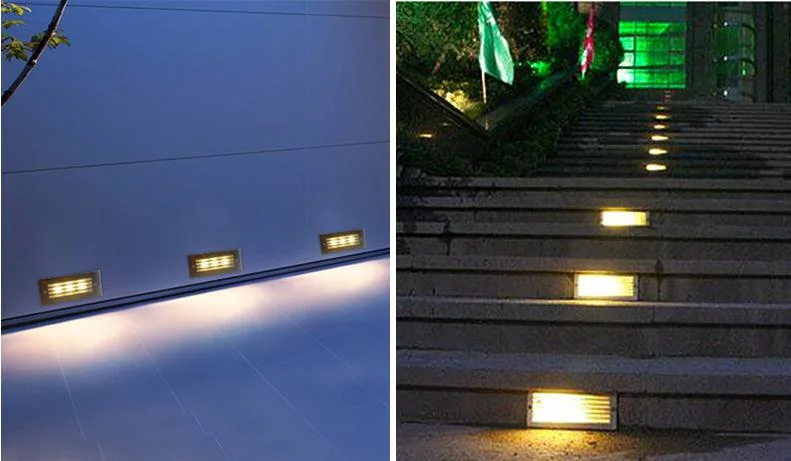 3W Stainless Steel Exterior Waterproof LED Rectangular Wall Recessed Stair Corner Step Light