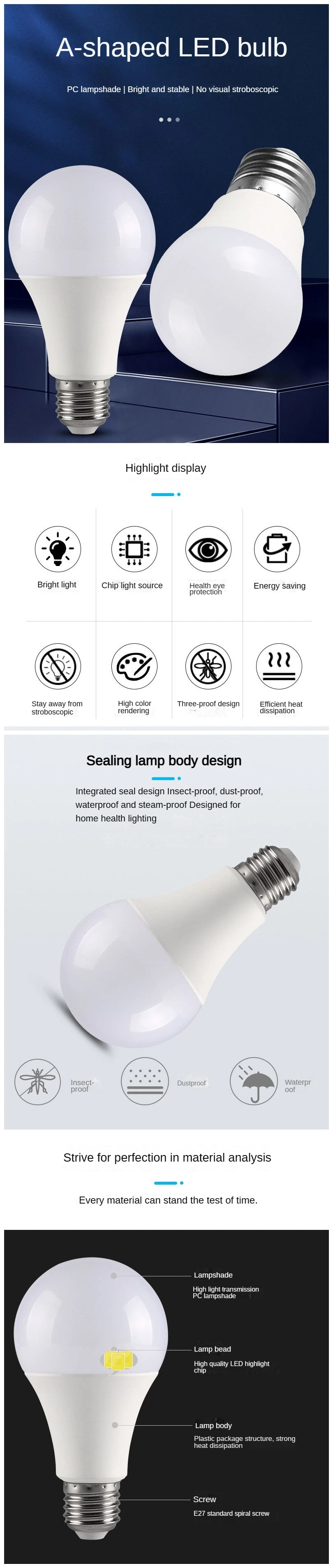 LED Solar Rechargeable Lights Energy Saving Emergency Bulb