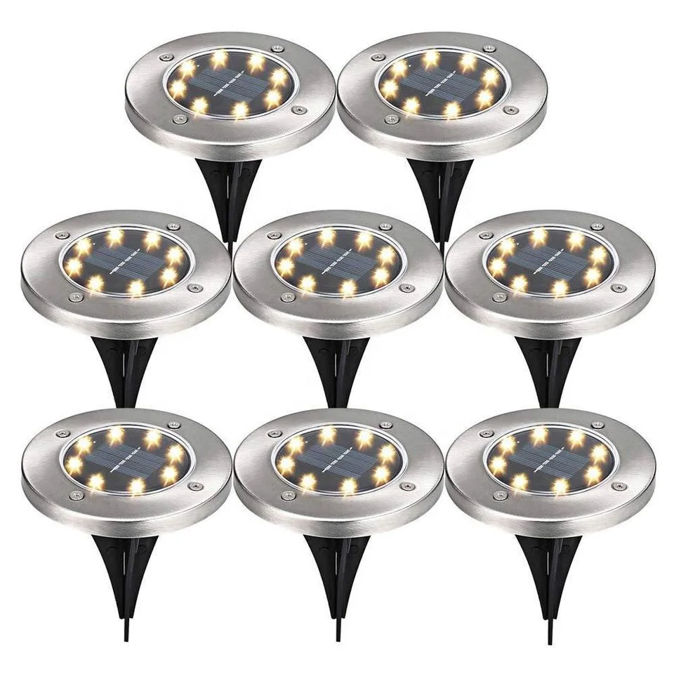 Solar Powered Lawn Lights Stainless Steel Garden LED Ground Light