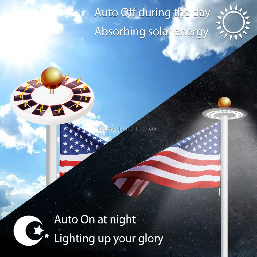 128 LED Flag Pole Light IP65 Waterproof Outdoor Solar Lamp Solar Flagpole Top Light