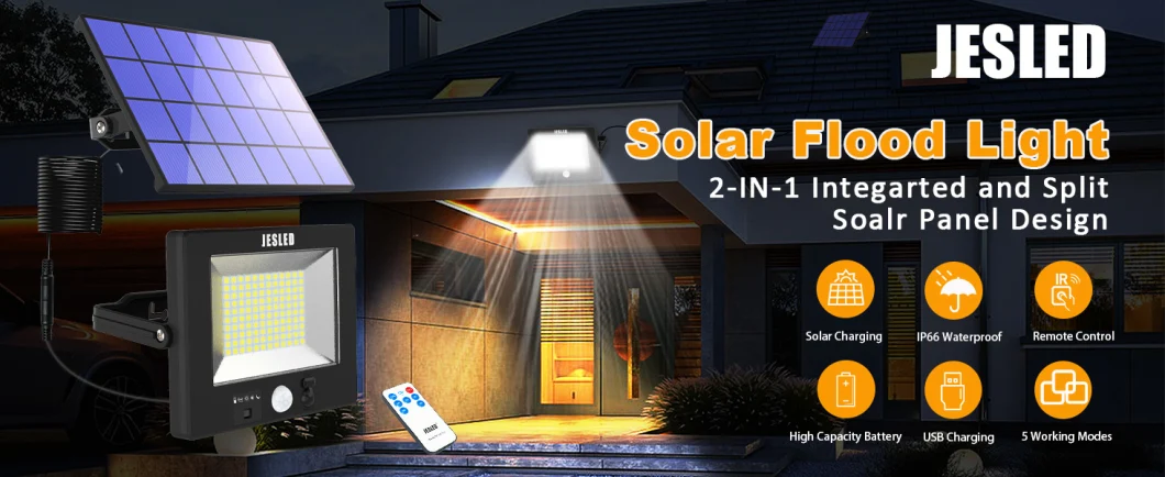 2023 New Indoor Outdoor Lighting Wireless LED Wall Lamp All in One Solar Flood Light for Garden Garage