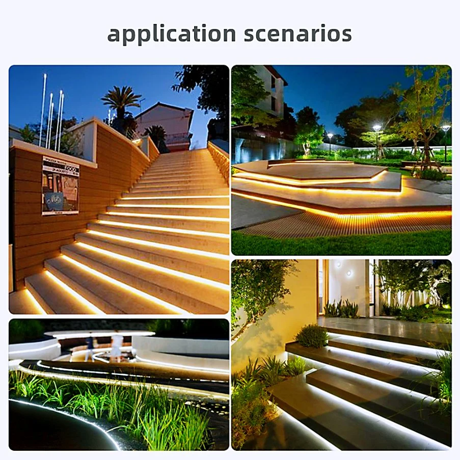 Solar Powered LED Strip Lights Stairs Step Lights Outdoor Waterproof for Christmas Gazebo Canopy Pool Stairs Decor