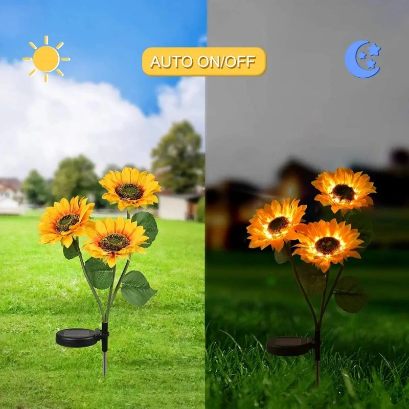 Outdoor Waterproof Landscape Decorative Flower Lamps Solar LED Garden Sunflower Stake Lights