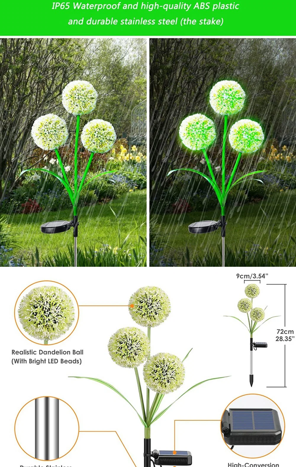 LED Street Lawn Stakes Fairy Yard Art Decoration Solar Ball Garden Light