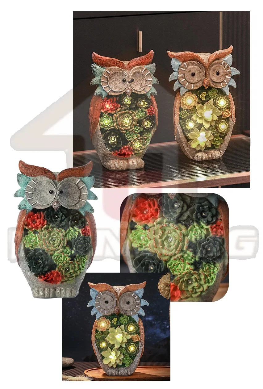 Owl Statue Solar Powered LED Animal Crafts Garden Decoration Yard Landscape Lighting