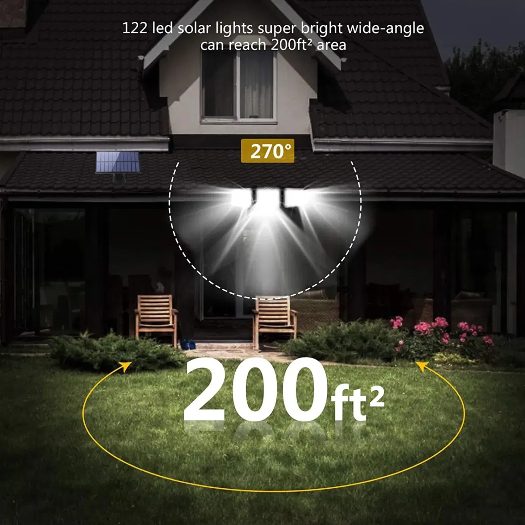 Outdoor Remote Control Adjustable Heads 270degree Wide Angle Motion Sensor Security Wall Flood Lamp Solar Garden Lights