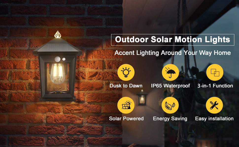 Outdoor Garden Wall House Patio Security Waterproof Motion Sensor ABS Solar Lights