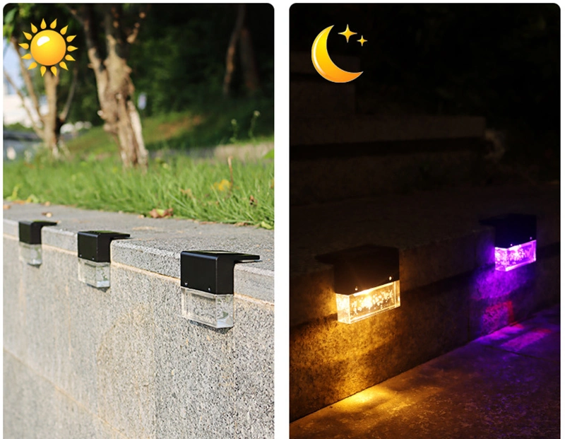 Wholesale 2PCS F5 Outdoor Garden Fence Step Decoration Lighting Solar Powered Waterproof Lawn Garden Lamp High Quality Warm Different Color LED Garden Light