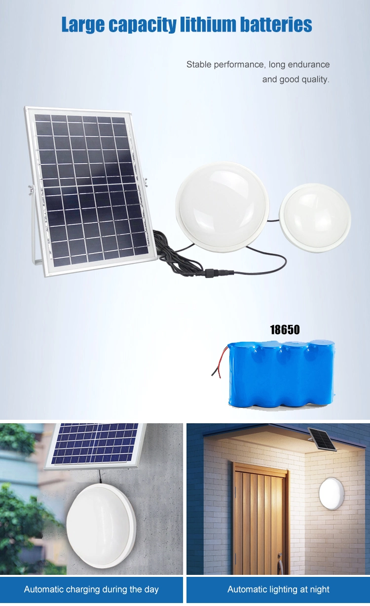 for Home Interior Exterior Round Waterproof 15W 25W Smart Security Rechargeable Camping Emergency LED Solar Indoor Lights