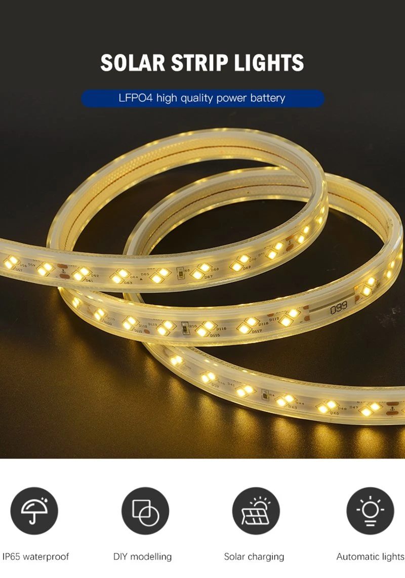 10m 20m 30m 50m Solar Strip String Rope Outdoor LED Strip Lights