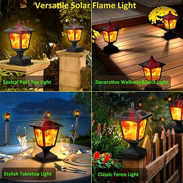 IP66 Waterproof Outdoor Torch Light Wall Metal Lamp Lantern Hanging Decorative Solar Flame Light