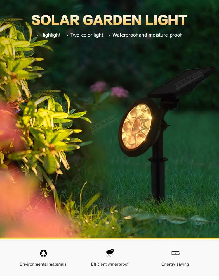 Alltop IP65 Waterproof Adjustable RGB Outdoor Garden Lawn Landscape Path LED Solar Spot Light