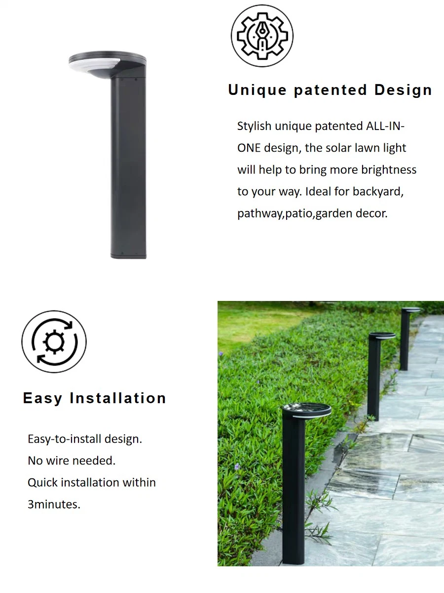 Outdoor LED Bollard Decoration Garden Solar Lawn Lights for Pathway Yard Walkway