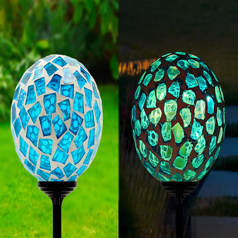 Handmade Mosaic Glass Post Lights LED Lawn Garden Lighting LED Solar Light