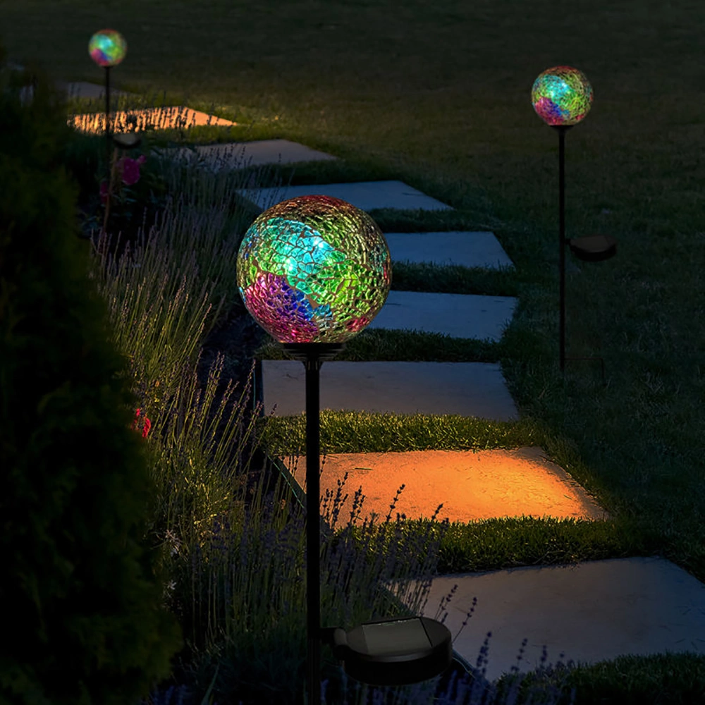 Handmade Mosaic Glass Post Lights LED Lawn Garden Lighting LED Solar Light