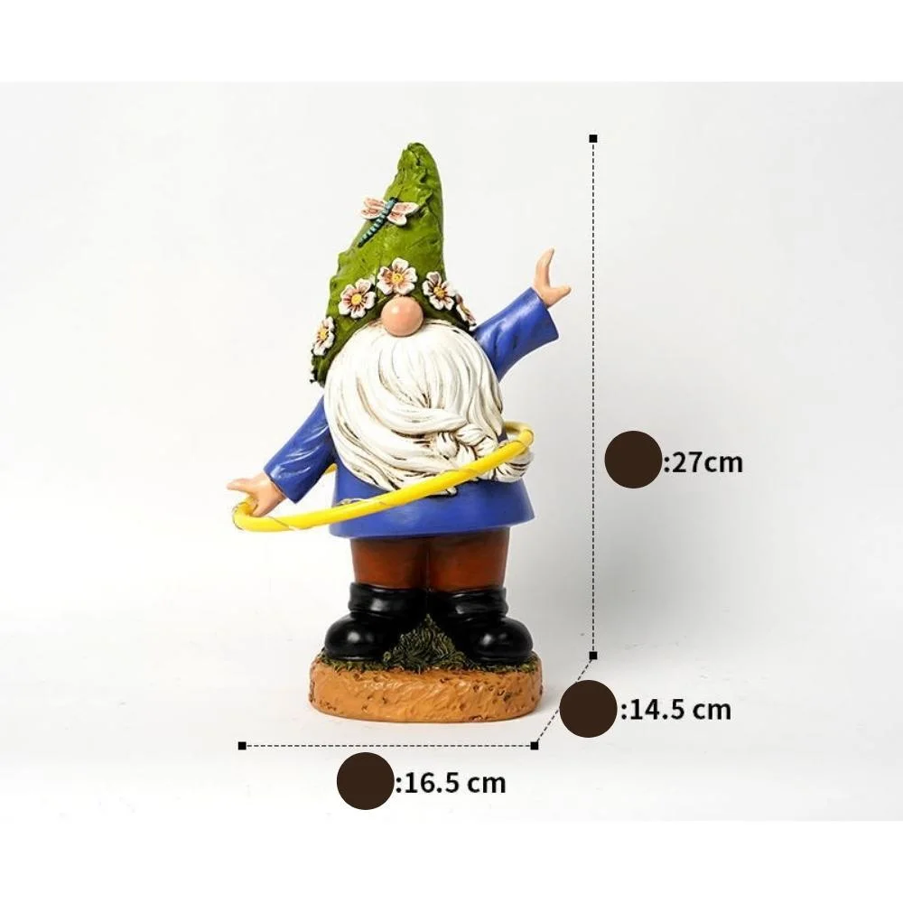 Garden Gnome Statue Large Sunlight Resin Play Hoop Outdoor Decor Bl19756