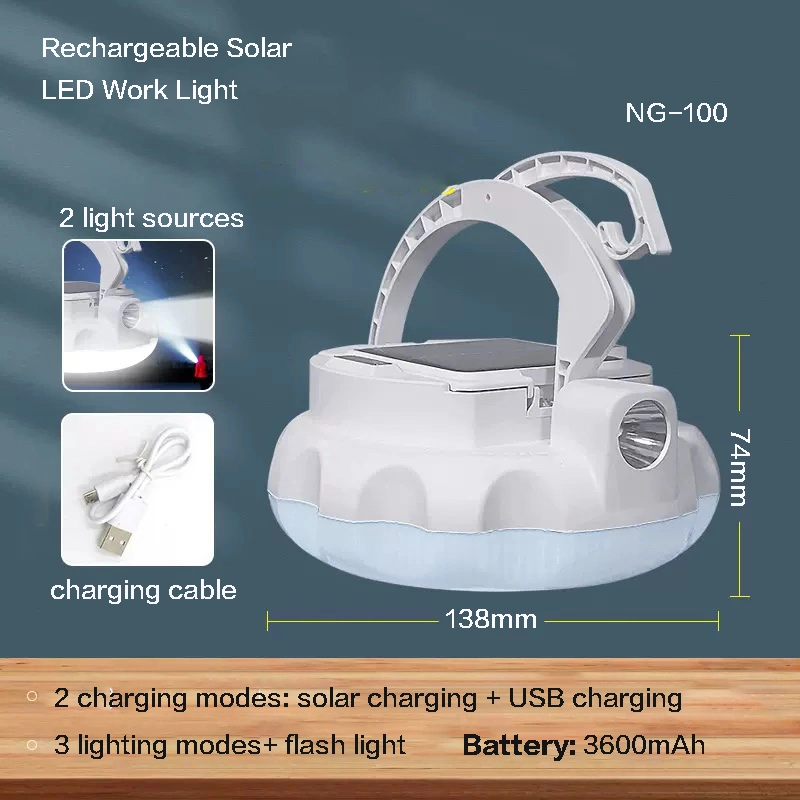 Small Rechargeable Solar LED Camping Light 4 Light Modes