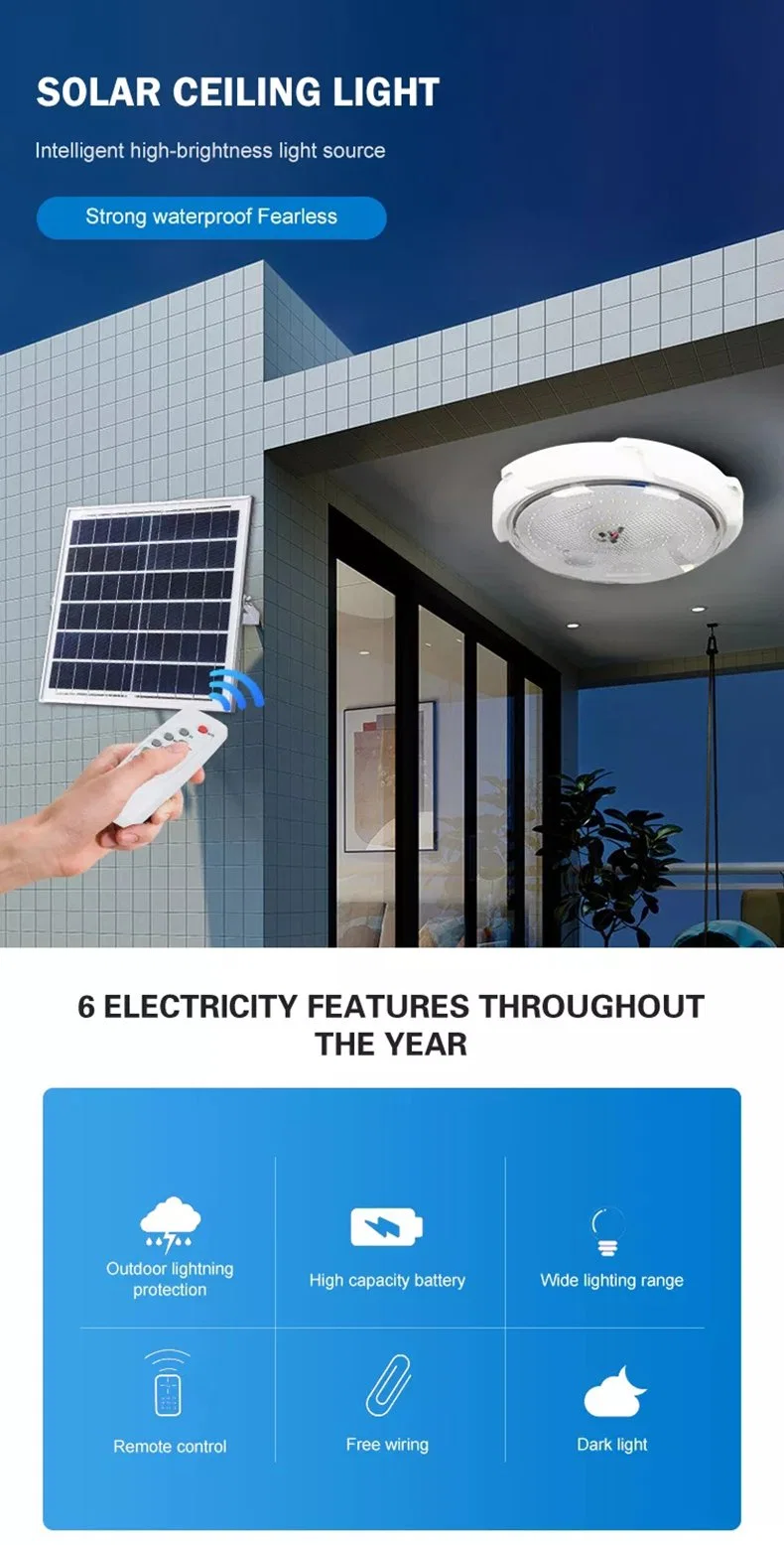 High Power Energy Ceiling Lights Solar LED Lights 100W 200W 300W for House Home Indoor Outdoor