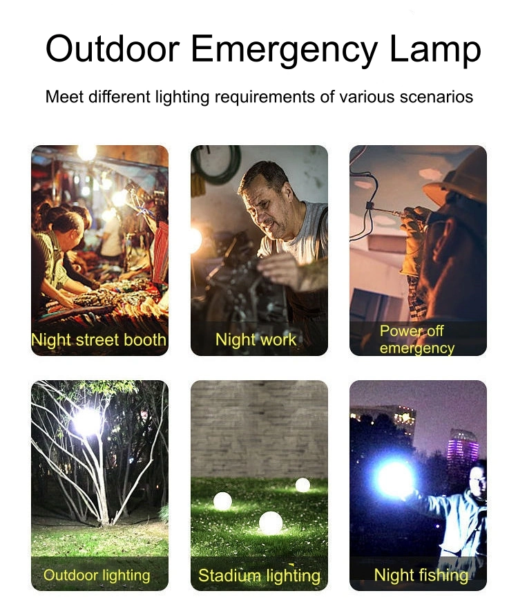 Solar LED Camping Light USB Rechargeable Bulb for Outdoor Tent Lamp Portable Lanterns Emergency Lights for BBQ Hiking