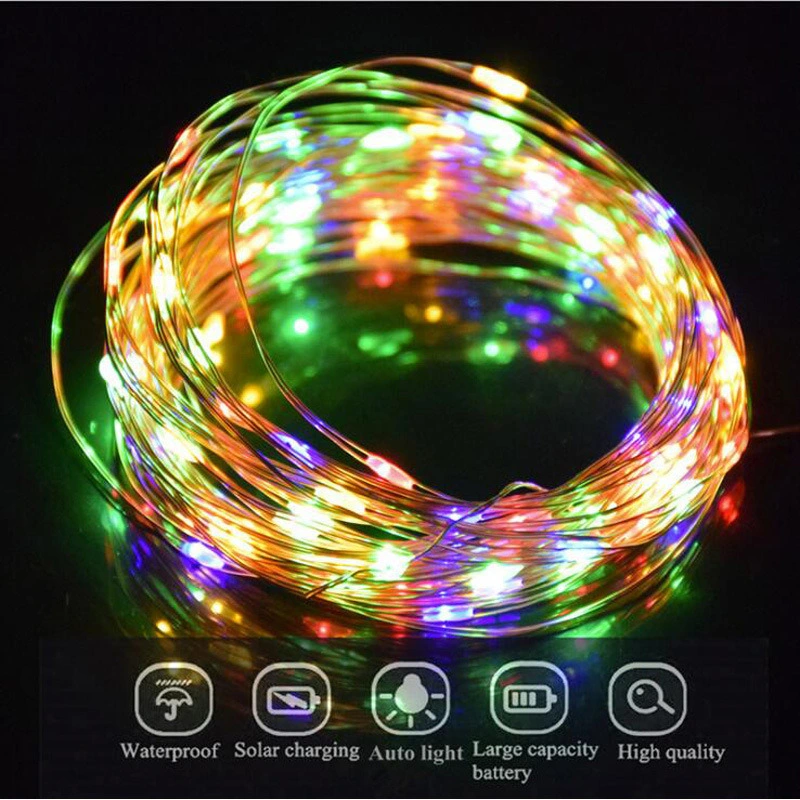 Solar String Lights 8 Modes 200 LED Waterproof Solar Christmas Lights Solar Fairy Lights Indoor Outdoor Decoration String Lights for Garden, Party Bl11958