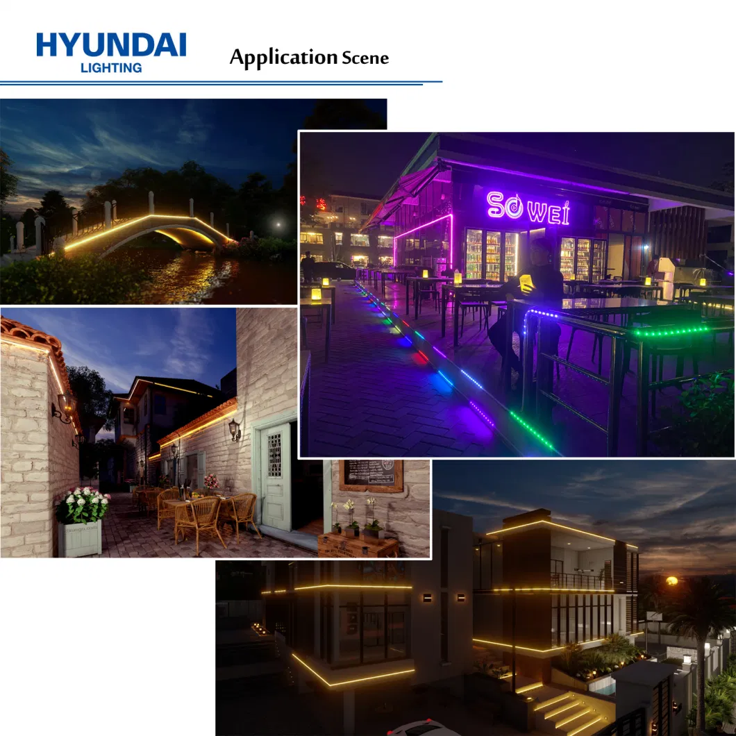 Hyundai Wholesale Brightest Great Quality Outdoor 50W/100W/200W IP65 Single Color/RGB Decoration Solar LED Strip Light