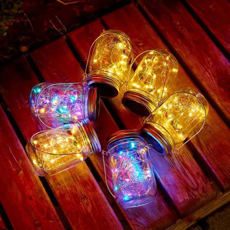 Solar Lamp Mason Lamp Outdoor Garden Lamp Bottle Hanging Lamp Glass Jar Lamp Ins Creative Wishing Lights