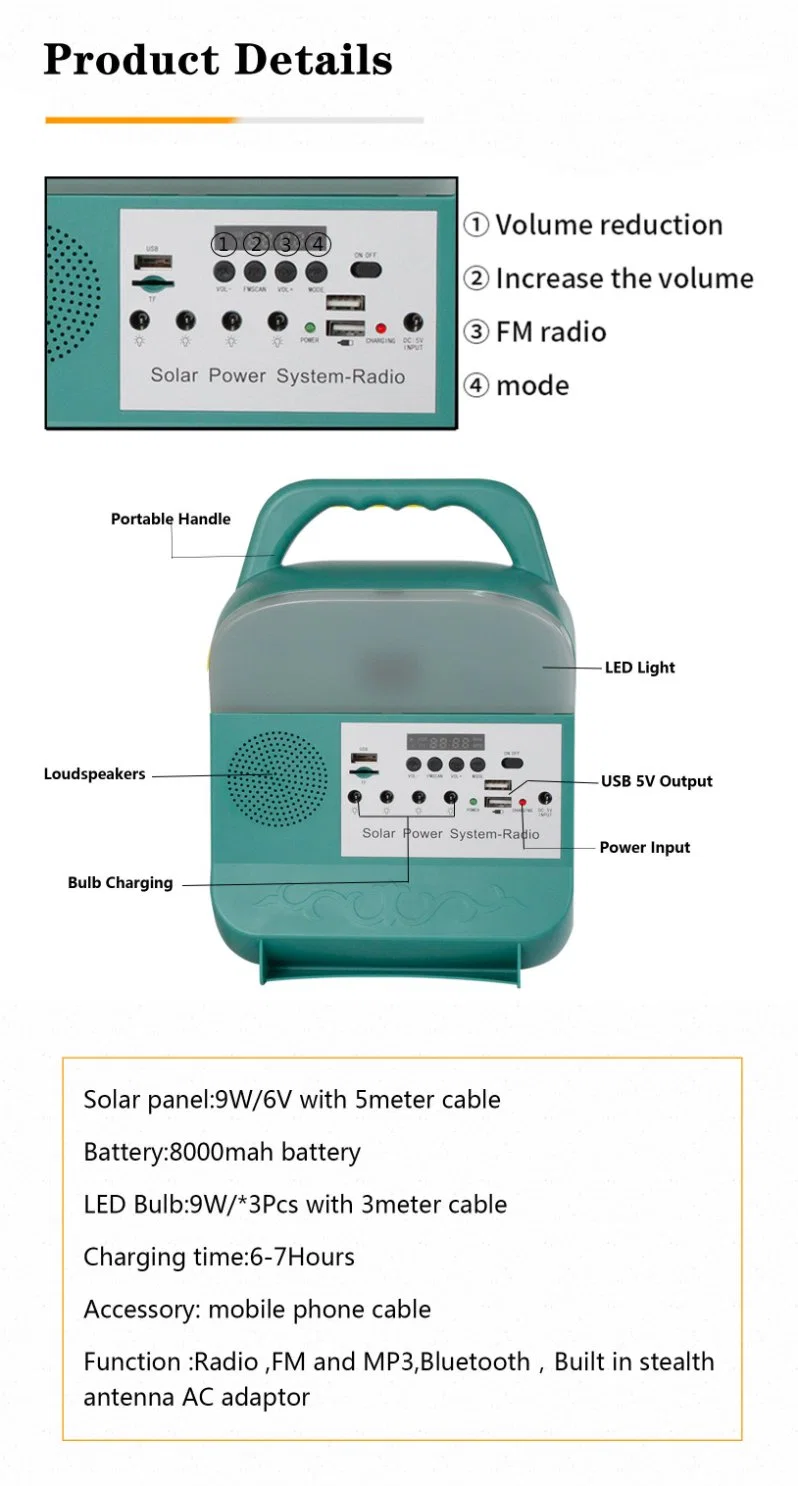 Solar Light with Solar Panel 3 PCS LED Bulbs for Home Lighting New Design Lamps Solar Power Station