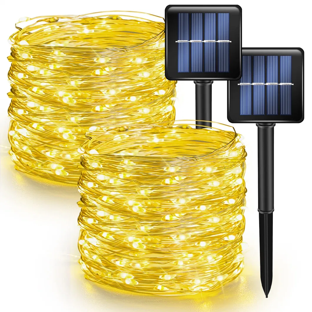 Bright 2 Pack Solar String Lights Outdoor 120 Powered Waterproof LED