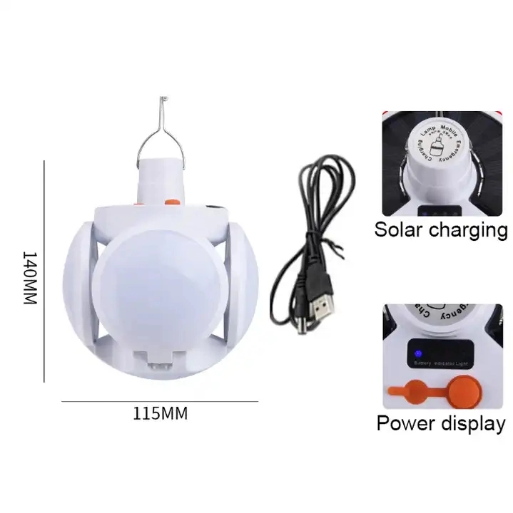 Solar LED Camping Light USB Rechargeable Bulb for Outdoor Tent Lamp Portable Lanterns Emergency Lights for BBQ Hiking