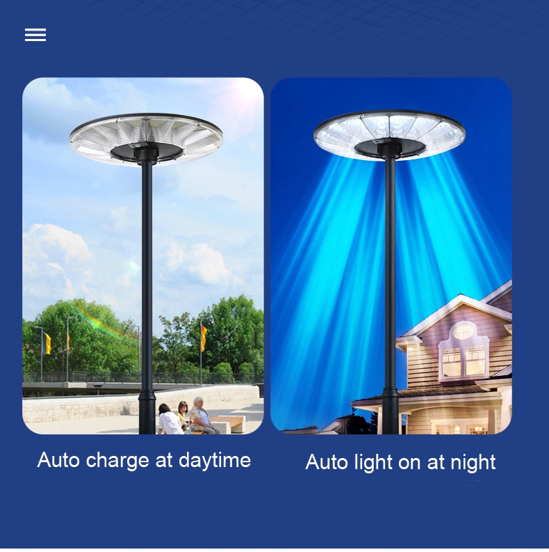 Outdoor ABS UFO LED Post Lamp Solar Garden Light for Yard Pathway Walkway Home