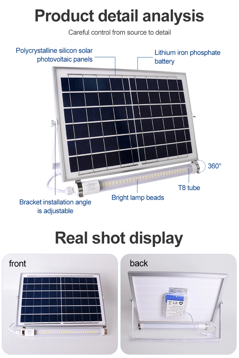 for Home Outside Wall Skylight Waterproof T8 80W 100W 150W Exterior Remote Control Sensor Solar Power LED Tube Lights