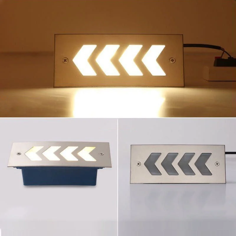 3W Stainless Steel Exterior Waterproof LED Rectangular Wall Recessed Stair Corner Step Light