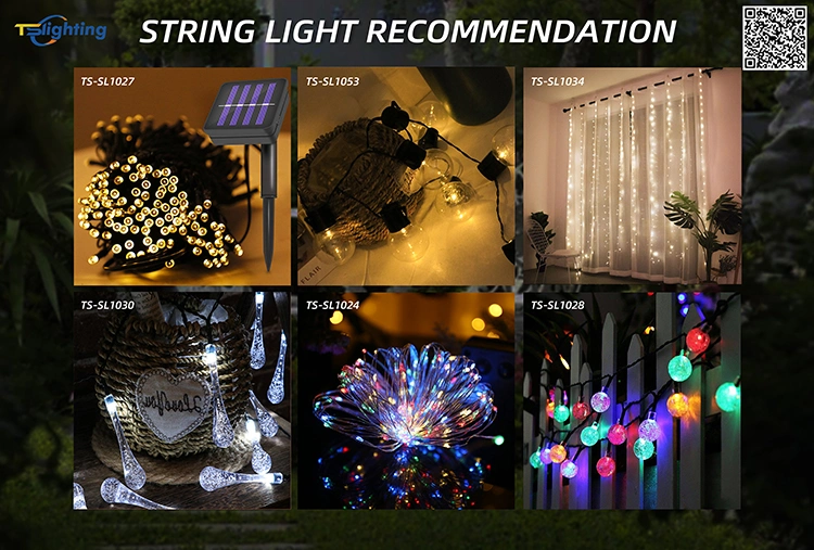 OEM 12m 100 LED Colorful Changing Glowing Christmas Lights Curtain Garden String Lights Outdoor Solar String LED Holiday Light