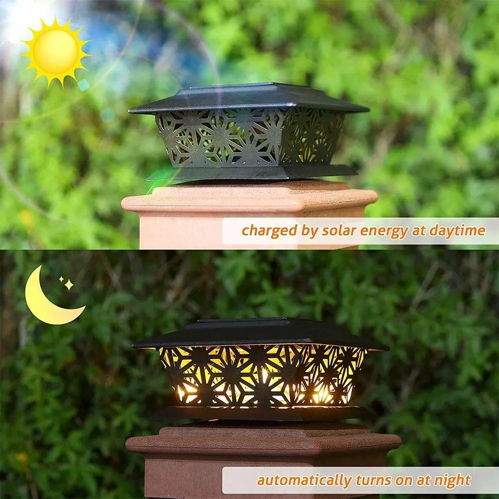 Fence Post Solar Lights Metal 2 Pack Solar Post Cap Lights