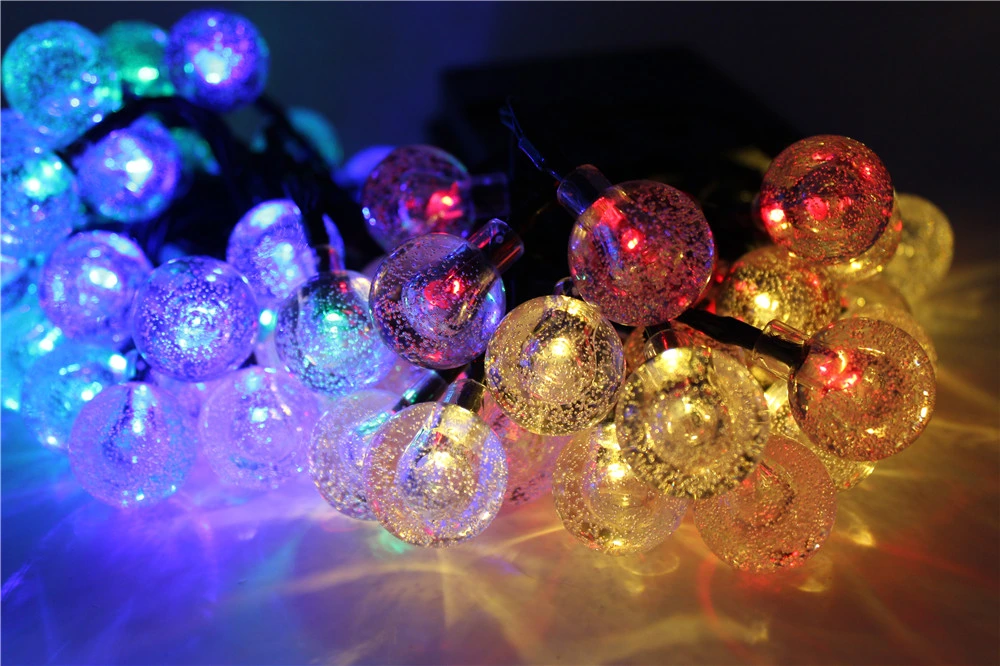 Garden Porch Decorative Patio Crystal Christmas Poles Smart Solar LED String Lights