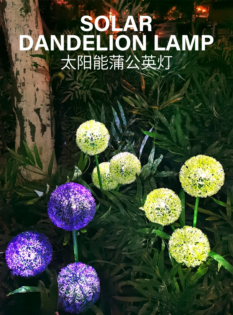 LED Landscape Solar Dandelion Light Solar Onion Flower Lights Solar Garden Lights for Outdoor Decoration Solar Festival Christmas LED Lamp