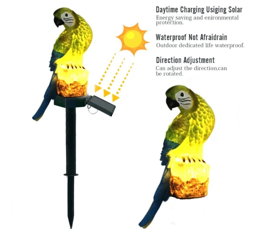 Simulation Parrot Solar Powered Outdoor LED Garden Light Waterproof Garden Decoration Night Light, for Patio Yard Lawn Porch